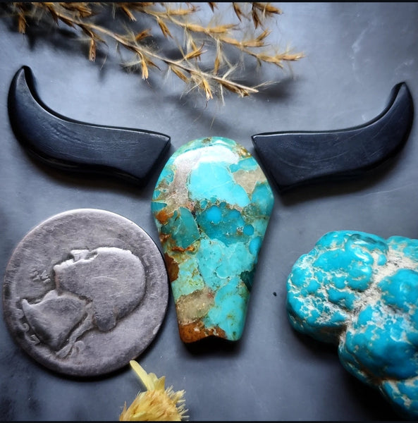 Kingman Cowskull Carving  Cabochon