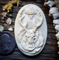 Cow Skull / Zia Bone Carving Cabochon