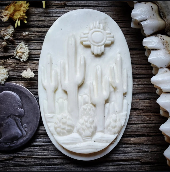 Saguaro Bone Carving Cabochon