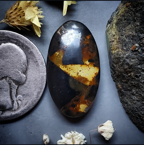 Black Jack Turquoise Oval Cabochon