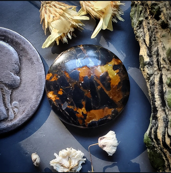 Black Jack Turquoise Round Cabochon