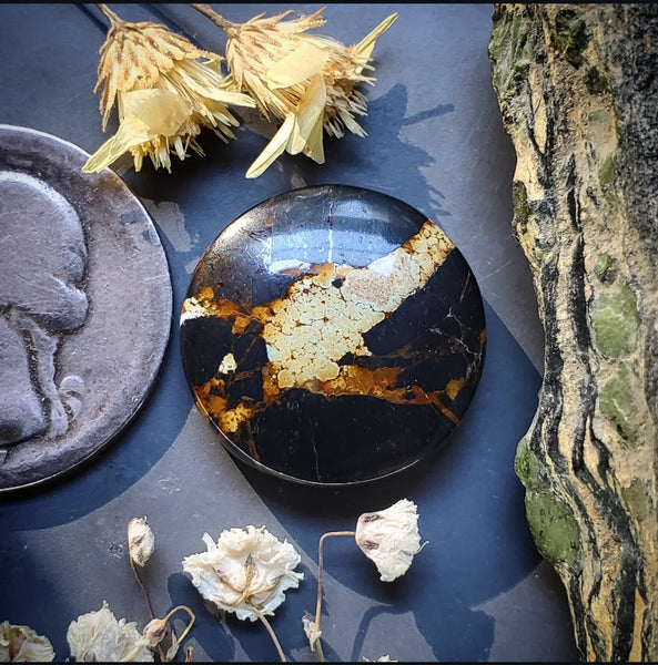 Black Jack Turquoise Round Cabochon