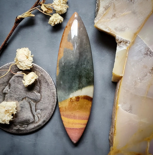 Polychrome Jasper Skinny Marquise Cabochon