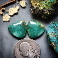 Teal Red River Trillion Earring Pair Cabochon