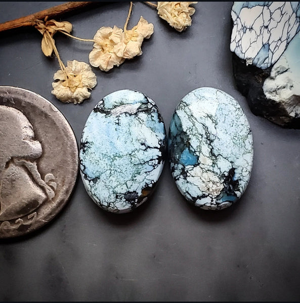 Lavender White River Hotsonite Oval Pair Cabochon