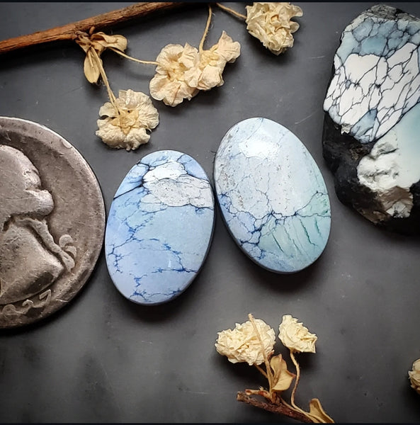 Lavender White River Hotsonite Oval Pair Cabochon