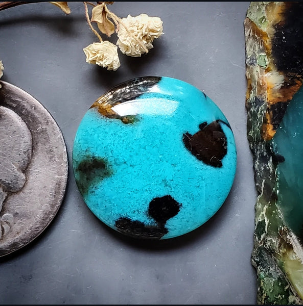 Bacan Chrysocolla Chalcedony Round Cabochon