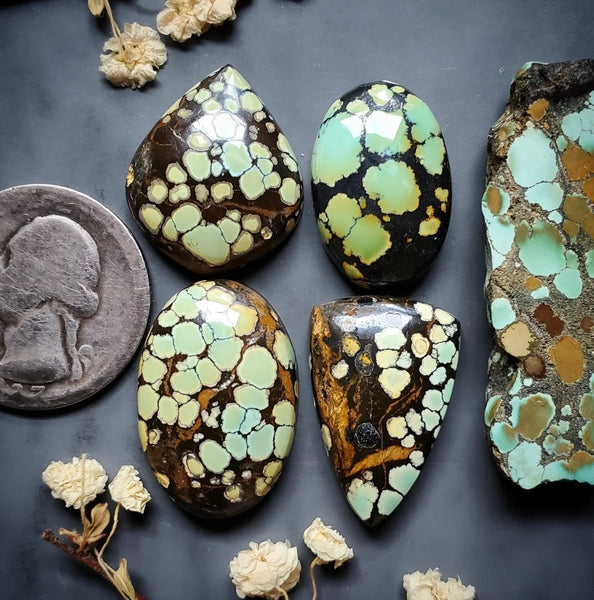 Natural Qingu Turquoise Set Cabochon