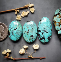 Natural Qingu Turquoise Oval Set Cabochon