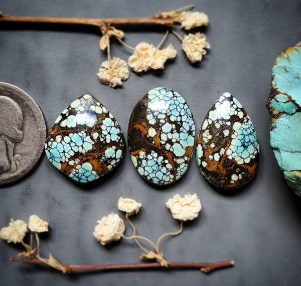 Natural Bamboo Mountain Turquoise Set Cabochon