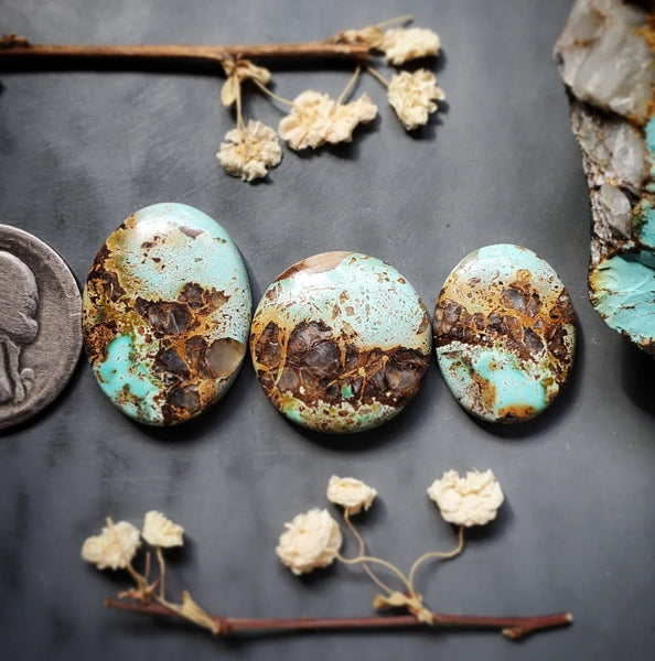 Natural Qingu Turquoise Set Cabochon