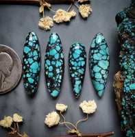 Natural Moon River Turquoise Drop Set Cabochon