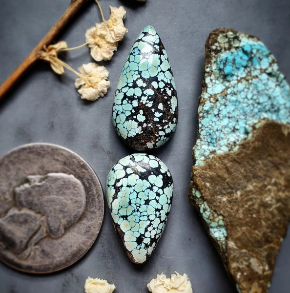 Natural Bamboo Mountain Turquoise Set Cabochon