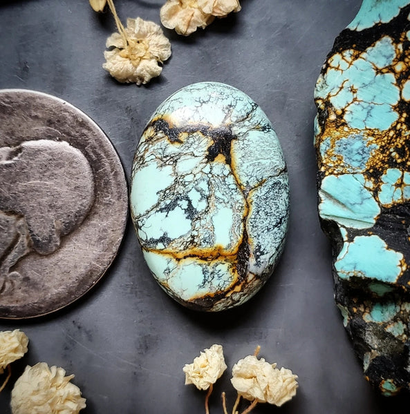 Natural Qingu Turquoise Oval Cabochon
