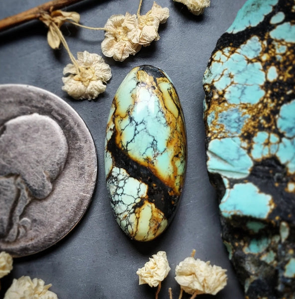 Natural Qingu Turquoise Oval Cabochon