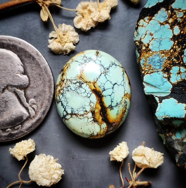Natural Qingu Turquoise Oval Cabochon