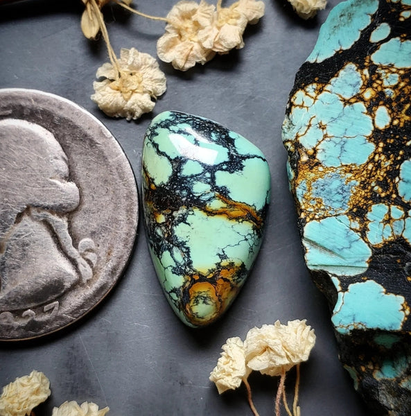 Natural Qingu Turquoise Drop Cabochon