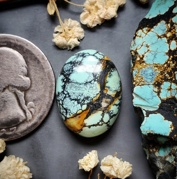 Natural Qingu Turquoise Oval Cabochon