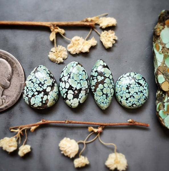 Natural Bamboo Mountain Turquoise Set Cabochon