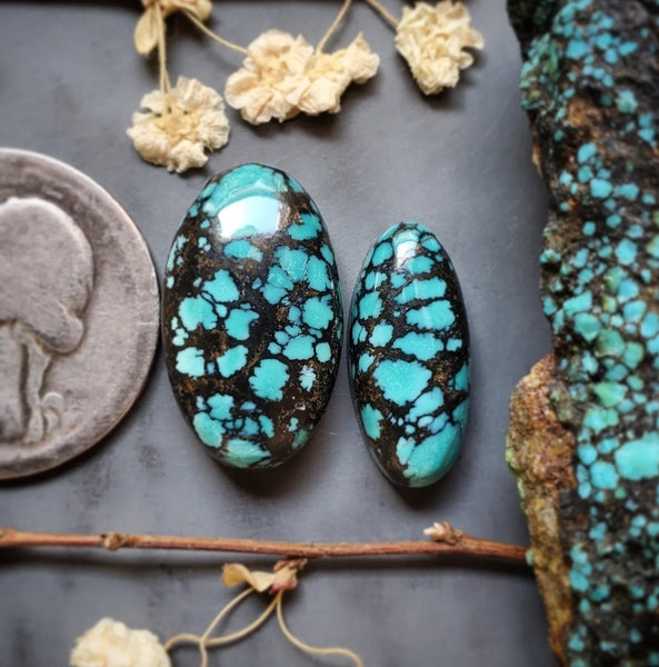 Natural Moon River Turquoise Set Cabochon
