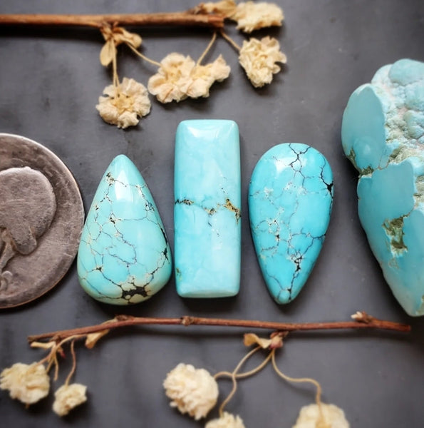 Natural Moon River Turquoise Set Cabochon