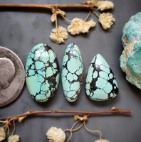 Natural Hubei Polychrome Turquoise Set Cabochon