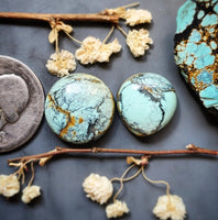 Natural Hubei Polychrome Turquoise Set Cabochon