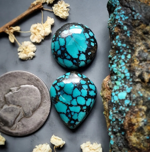 Natural Moon River Turquoise Set Cabochon