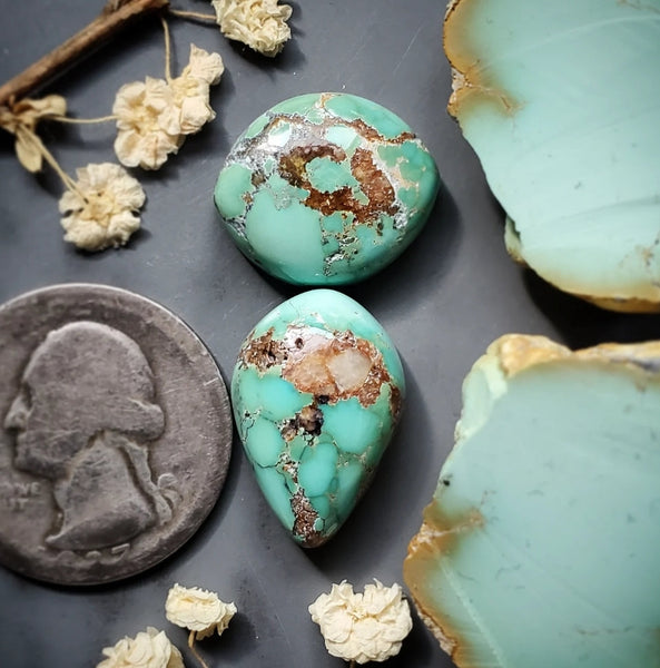 Natural Hubei Polychrome Turquoise Set Cabochon