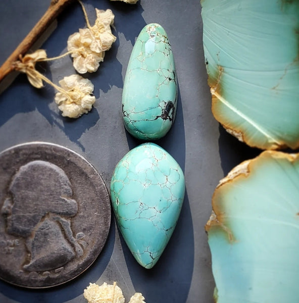 Natural Moon River Turquoise Set Cabochon