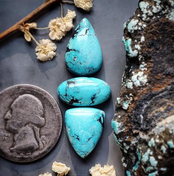 Natural Moon River Turquoise Set Cabochon