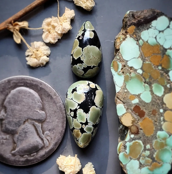 Natural Bamboo Mountain Turquoise Set Cabochon