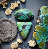 Natural Hubei Polychrome Turquoise Set Cabochon