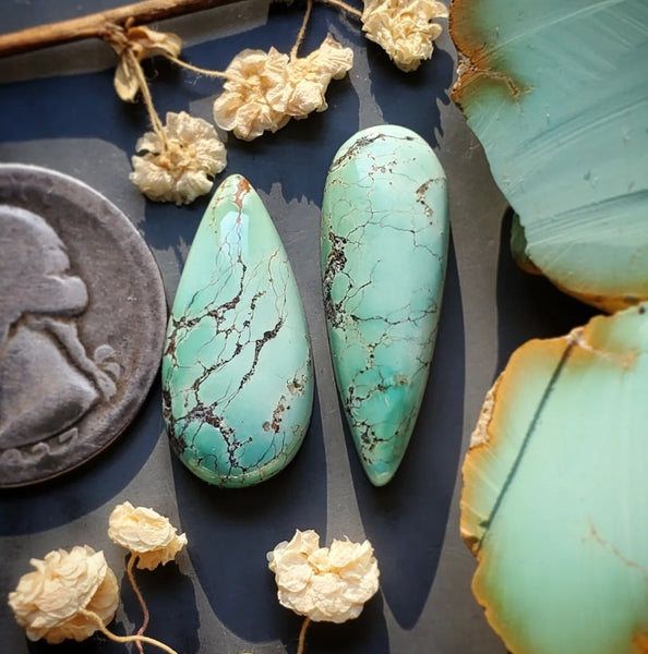 Natural Moon River Turquoise Set Cabochon