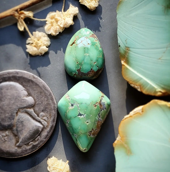 Natural Hubei Polychrome Turquoise Set Cabochon