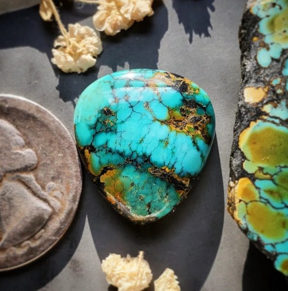 Natural Moon River Turquoise Trillion Cabochon