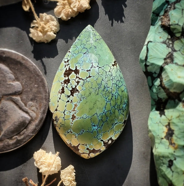 Natural Bamboo Mountain Turquoise Drop Cabochon
