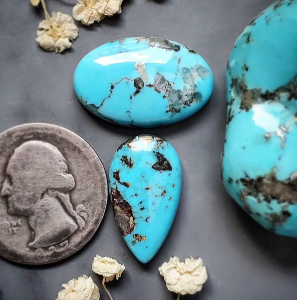 Havasu Blue Turquoise Drop Oval Set Cabochon
