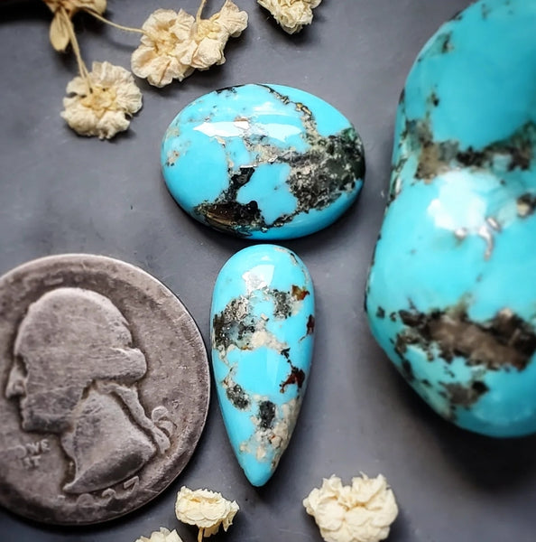 Havasu Blue Turquoise Drop Oval Set Cabochon