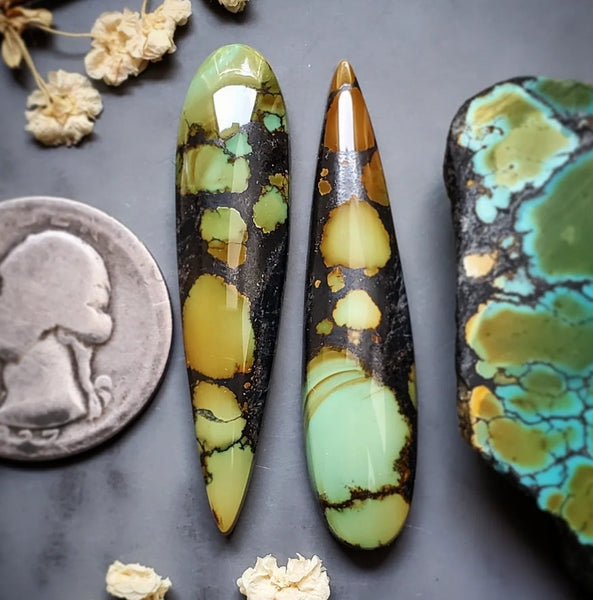 Qingu Polychrome Earring Pair Cabochon