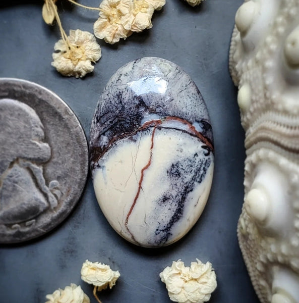 Sci-Fi Porcelain Jasper Oval Cabochon