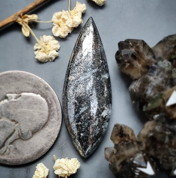 Native Silver Drop Cabochon
