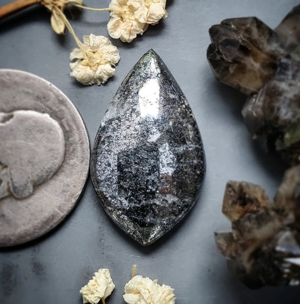 Native Silver Drop Cabochon