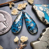 P. Blue Turquoise Drop Earring Pair Cabochon