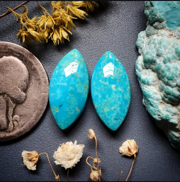 #8 Turquoise Marquise Pair 17x9mm Cab | Turquoise Obsession
