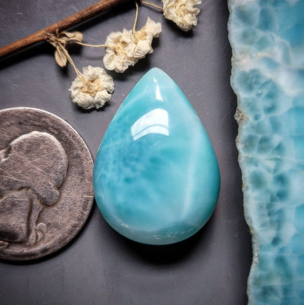 Larimar Chunky Drop Cabochon