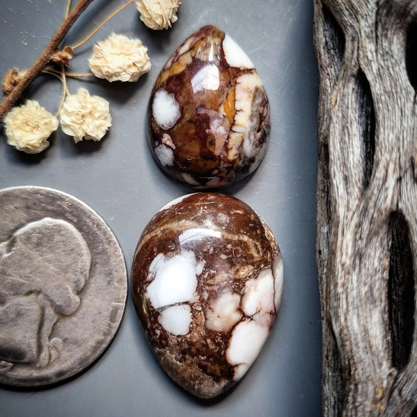 Wild Horse Magnesite Drop Pair Cabochon