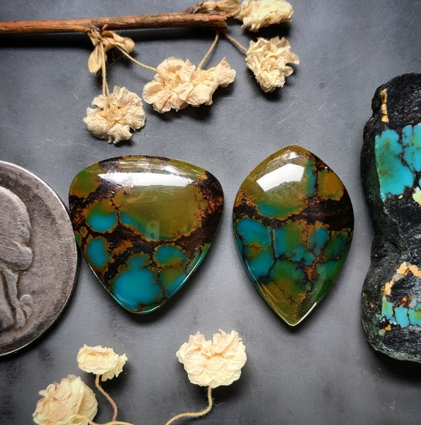 Polychrome Qingu Trillion Drop Set Cabochon