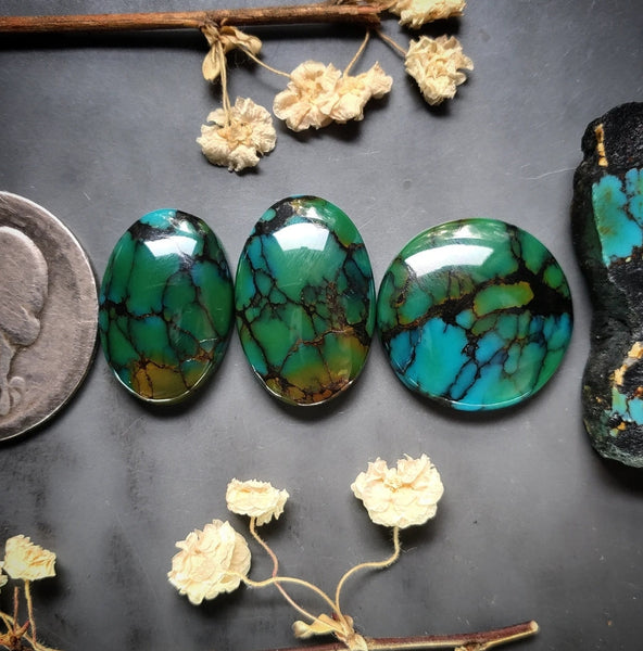 Polychrome Qingu Round Oval Set Cabochon