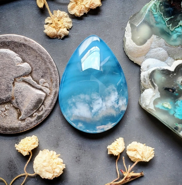 Skystone Doublet Drop Cabochon